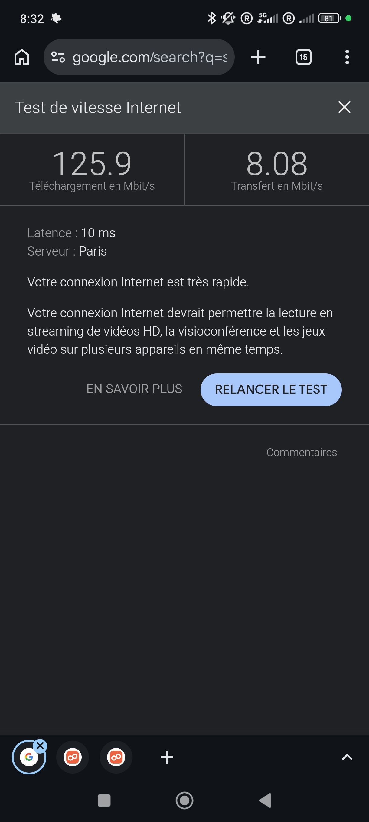 5G backup speeds measured in the apartment