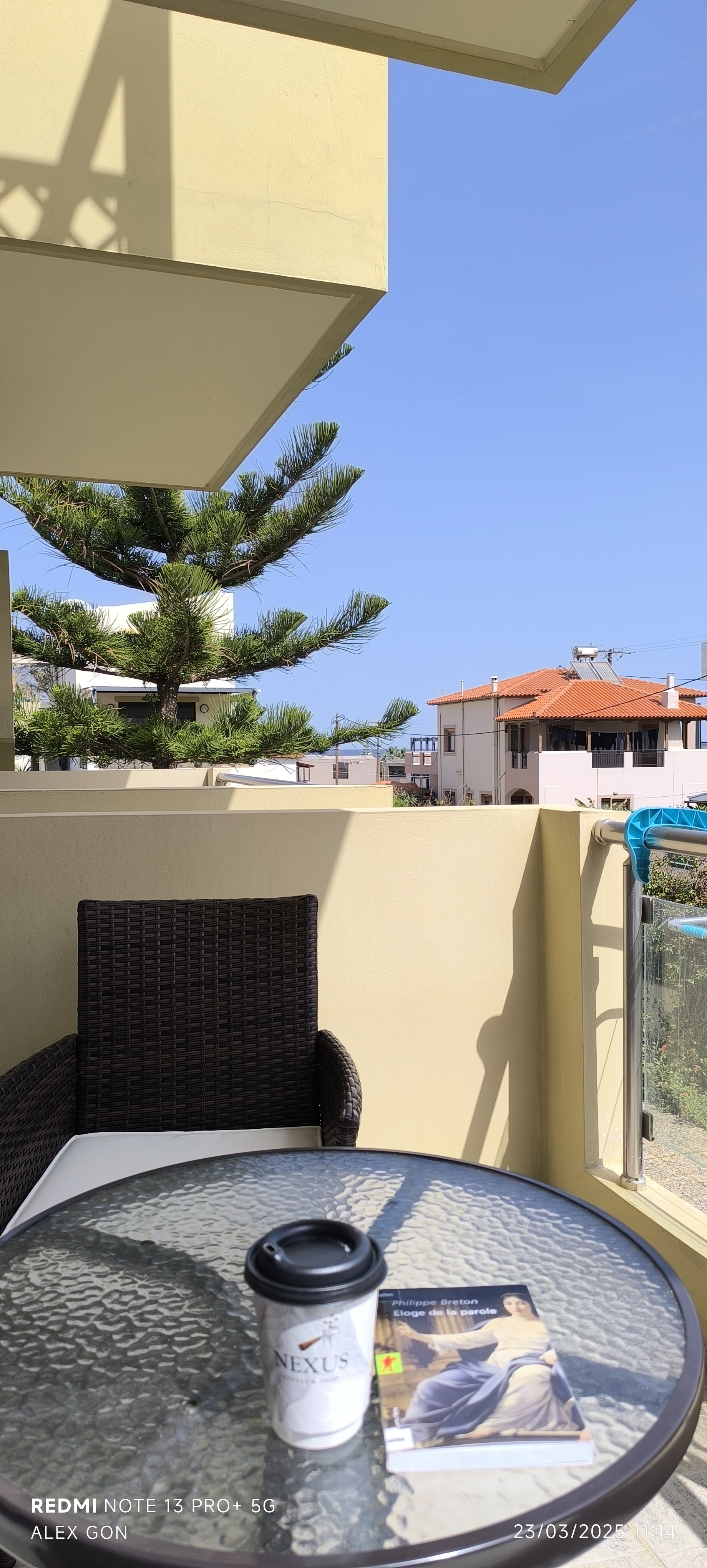 Terrace at Konaki — where many guests end their evenings after a day at the beach